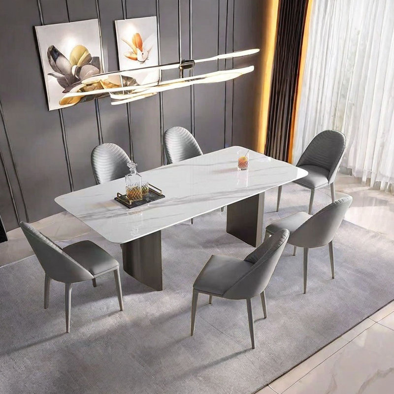 Table de salle à manger rectangulaire Luxury, H 29,5 po x L 55,1 po x l 31,5 po, Gris, Gris
