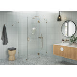 Halo 46 in. x 36 in. x 78 in. 90-degree Fully Frameless Glass Hinged Shower Enclosure