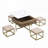 Modern Square Lift-Top Coffee Table Set with 4 Ottomans