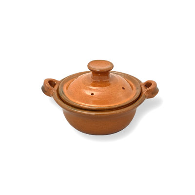 Batterie de cuisine ancienne 0,125 pte Four néerlandais en terre cuite avec couvercle