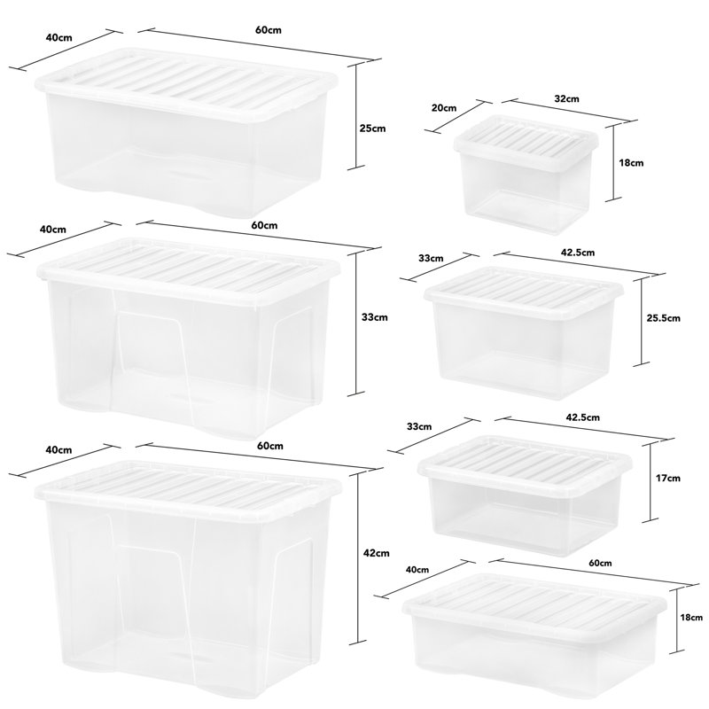 Wham Crystal 7 Piece Plastic Storage Box Clear