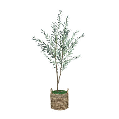 75" Faux Aeliana in Natural Seagrass & Hyacinth Basket
