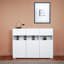 Armoire latérale blanche moderne avec lumières DEL, armoire de rangement latérale brillante à l'avant du salon