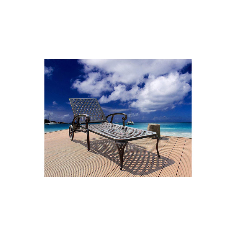 Chaise longue inclinable en aluminium coulé l 24 po x P 45 po x H 36 po Hifine