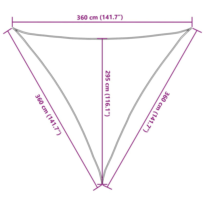 3.6m x 3.6m Triangle Shade Sail, Grey