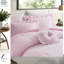 Ensembles de literie romantiques roses, édredon en microfibre à double volants pour une chambre confortable