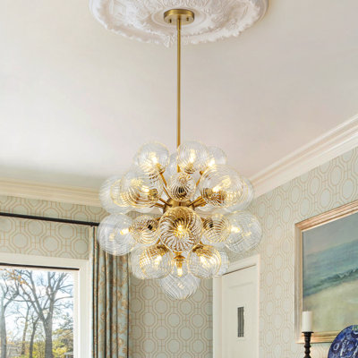 21-Light Swirled Glass Bubble Globe Sphere Chandelier