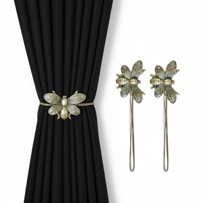 Paquet de 2 attaches de rideau en résine pour abeilles magnétiques, retenues de rideaux d'abeilles volantes rustiques, pour bureau de salon maison de campagne Boho