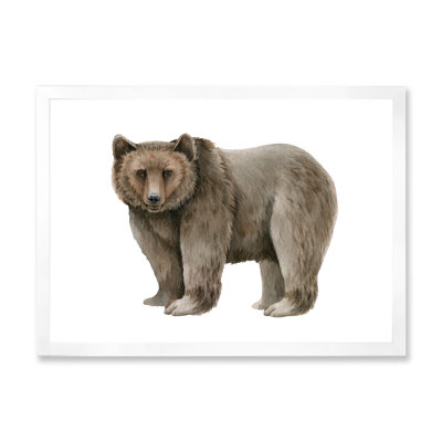 Ours brun sur blanc - reproduction sur toile