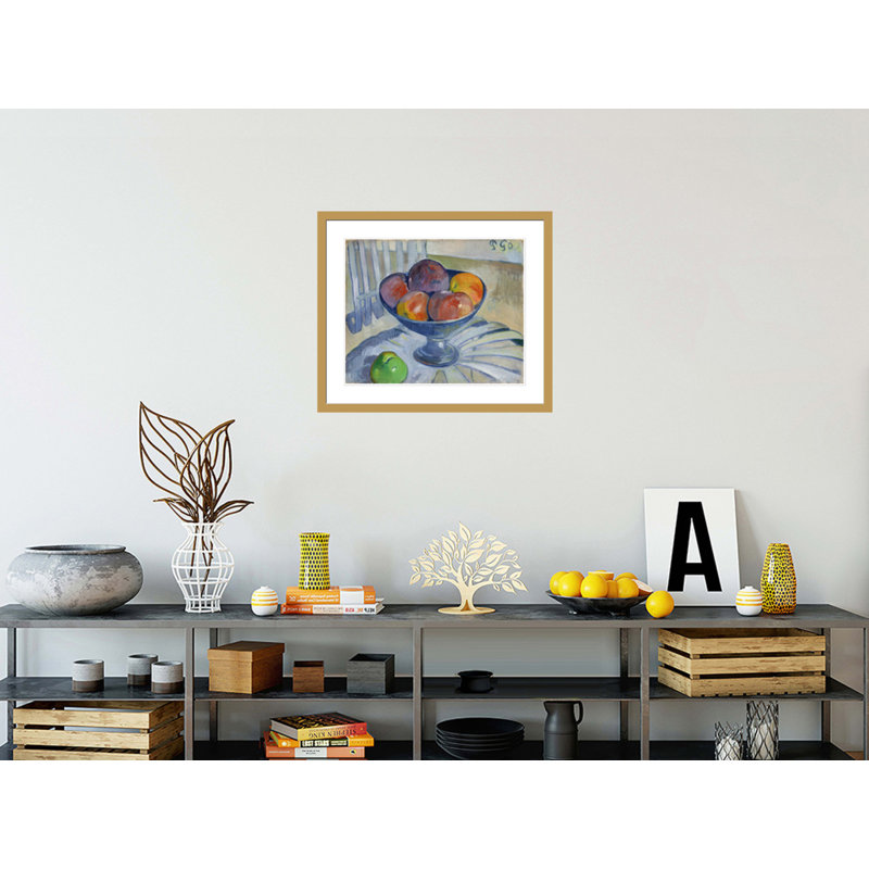 Assiette de fruits sur une chaise de jardin par Paul Gauguin - Reproduction giclée encadrée, H 23,5 po x l 27,53 po