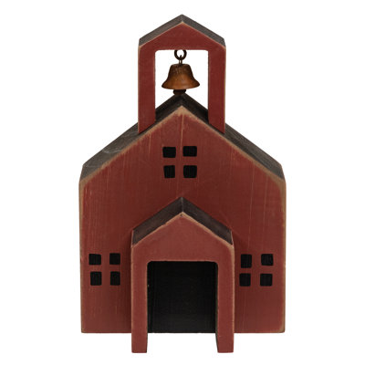 Distressed Wooden Primitive Schoolhouse Block