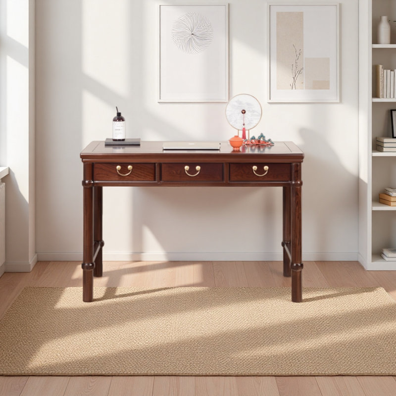 Bureau minimaliste en orme massif, H 31,49 po x l 46,45 po x P 22,83 po