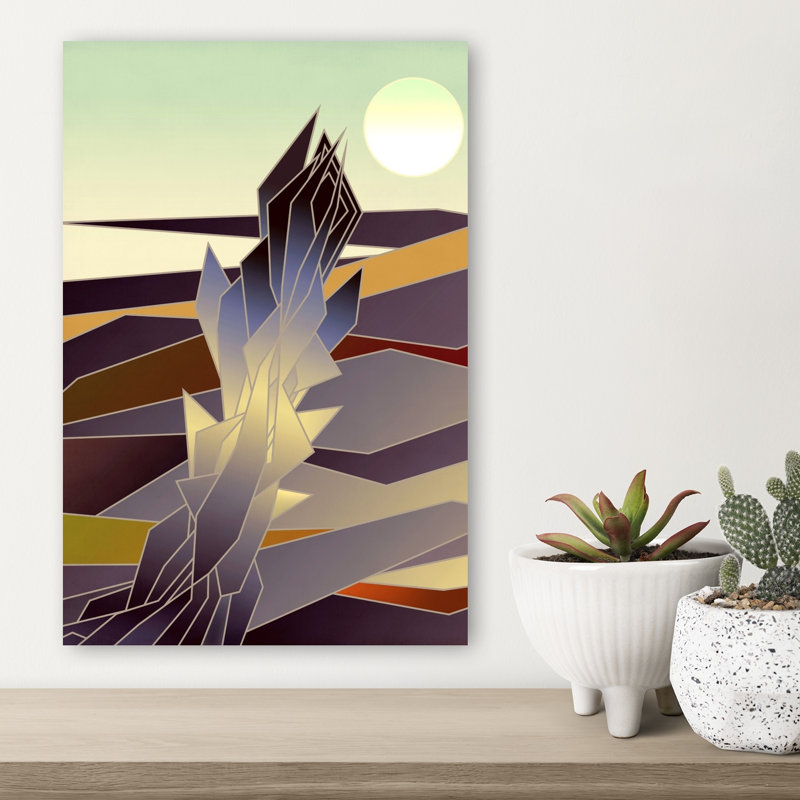 Paysage désertique en cristal abstrait, paysage géométrique moderne, montagne, impression murale, H 18 po x l 12 po