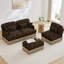 Canapé modulaire en chenille de 100 pouces en forme de L avec imprimé léopard, repose-pieds mobile, support ergonomique, siège profond et assemblage sans outil.-530573676-530573679