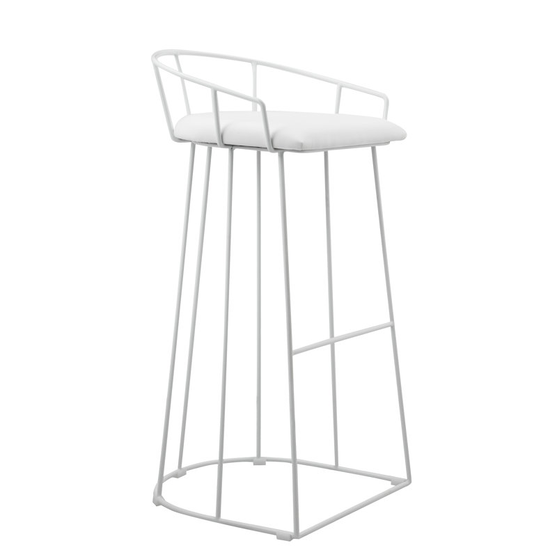 Tabouret de bar et de comptoir Arikka, Tabouret de bar (siège d’une hauteur de 30,5 po), Similicuir blanc