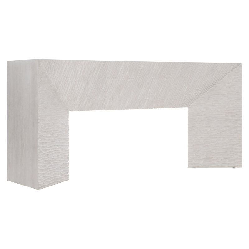 Off-White Rectangular Wood Console Table with Textured Surface