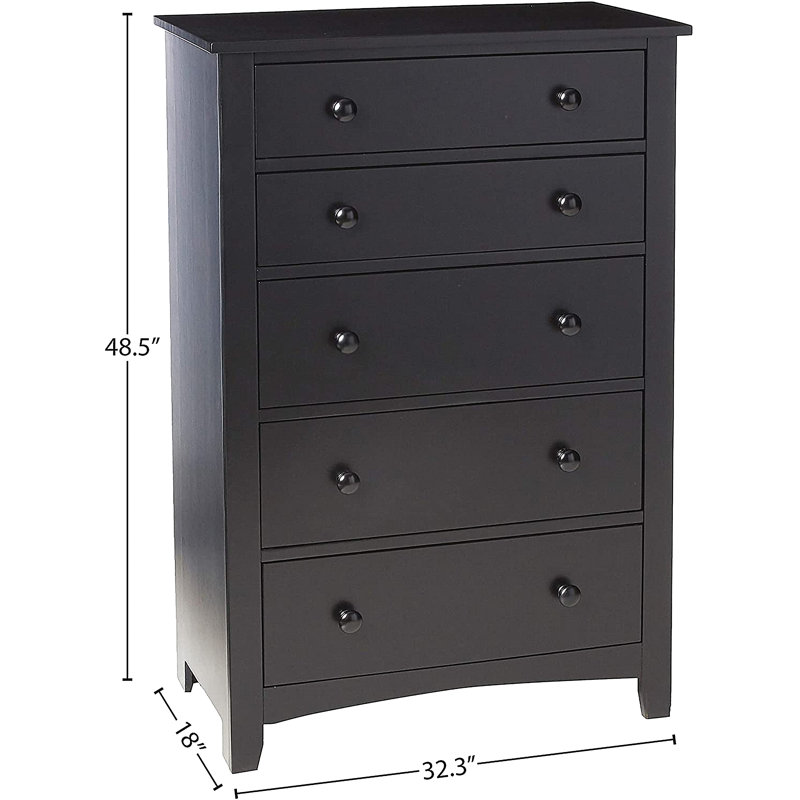 Commode 1 pièce 1 tiroir 5 pièces, Noir