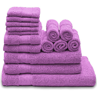 Jazlena 15 Piece Towel Set, 100% Cotton, Bath Sheet, 2 Bath Towels, 2 Hand Towels and 10 Washcloths