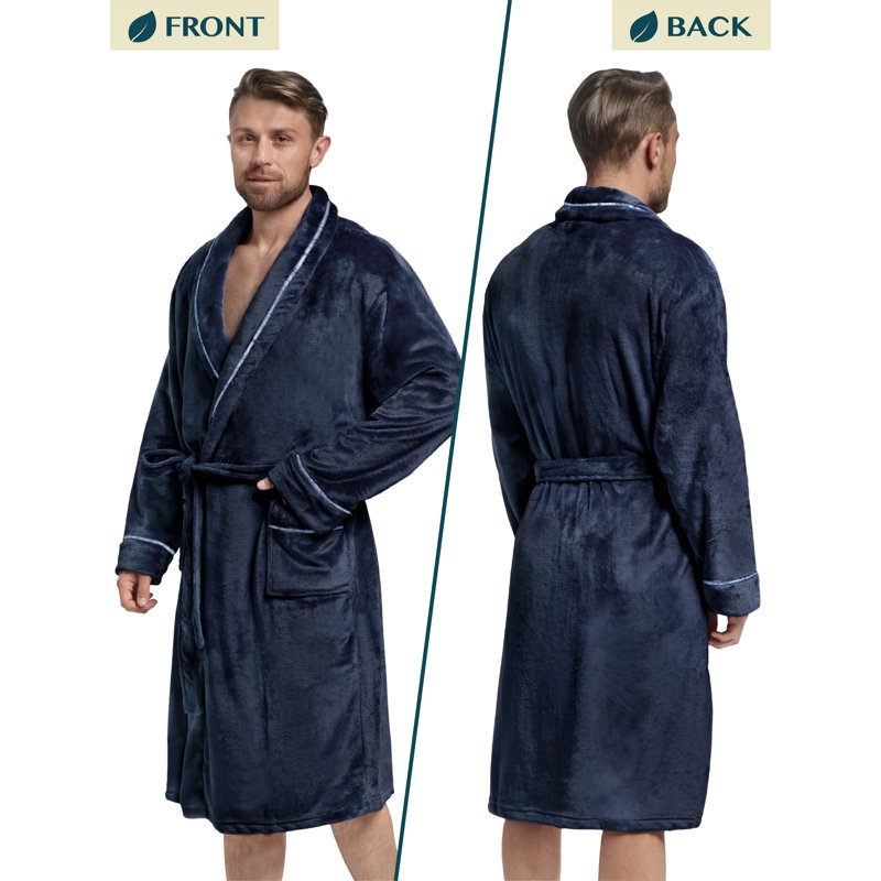 Peignoir P-R5004, Bordure satinée - bleu marine
