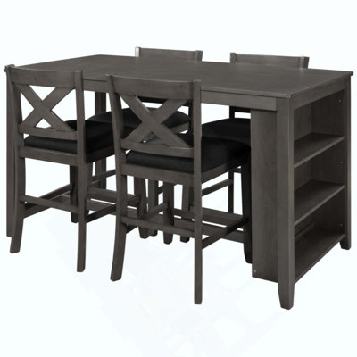 Ensemble de 5 tables de bar en bois à hauteur de comptoir avec 4 chaises