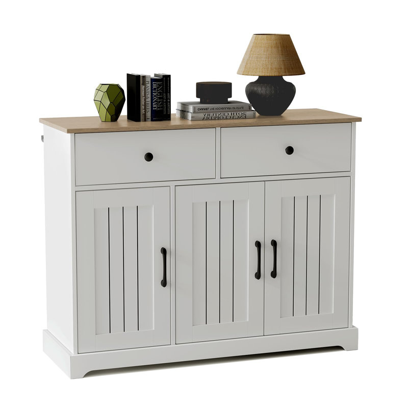 Buffet 42,5 "avec tablette réglable, tiroirs et portes de grange
