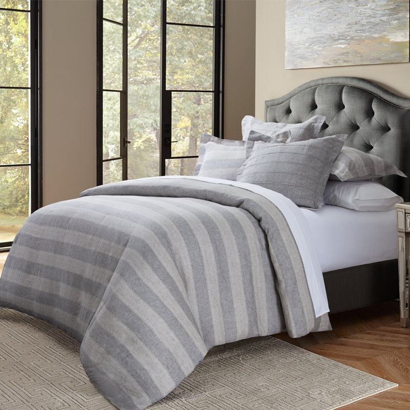 Albany 5-Piece Queen Linen Duvet Set - Gray