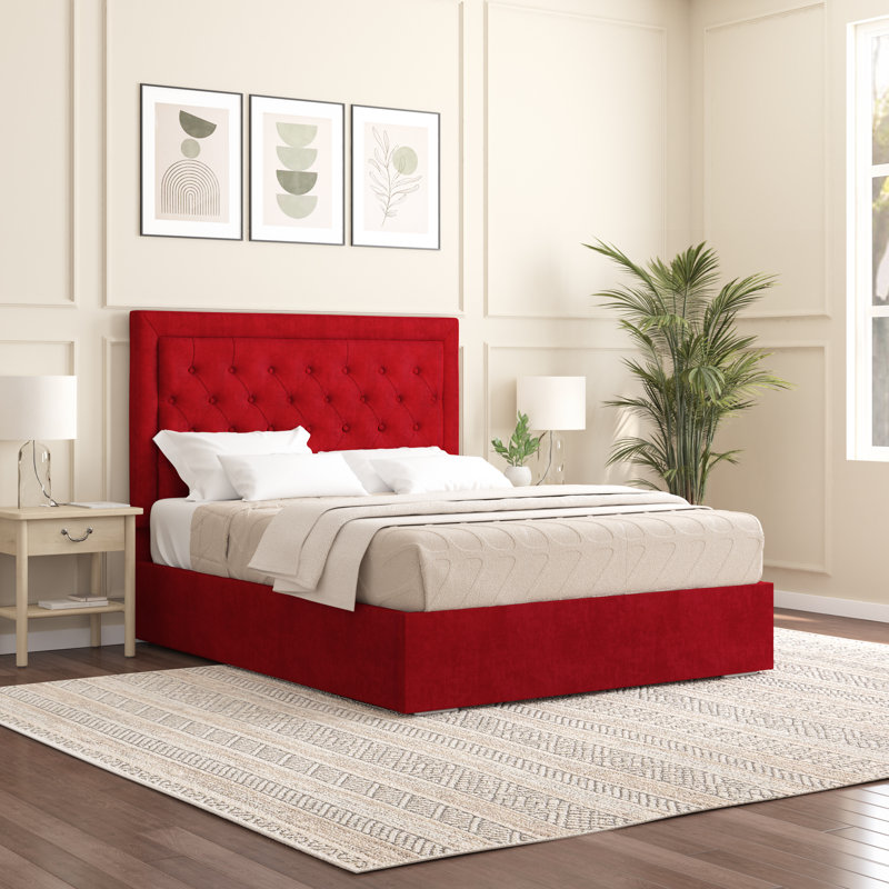 Merissa Upholstered Bed Frame, Single (3'), Red