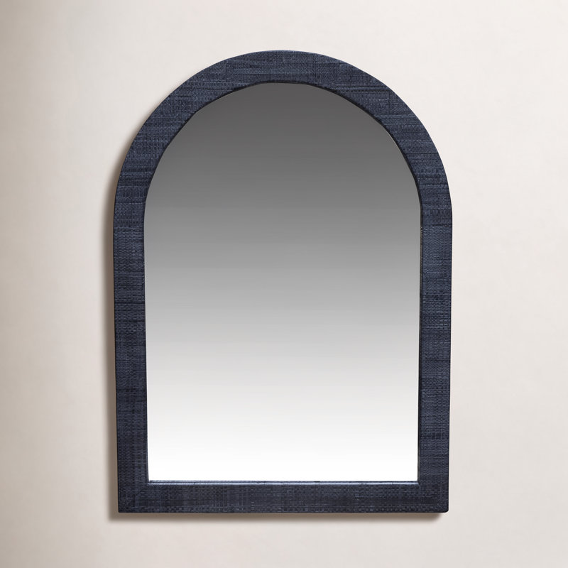 Gia Arched Raffia Mirror, Navy
