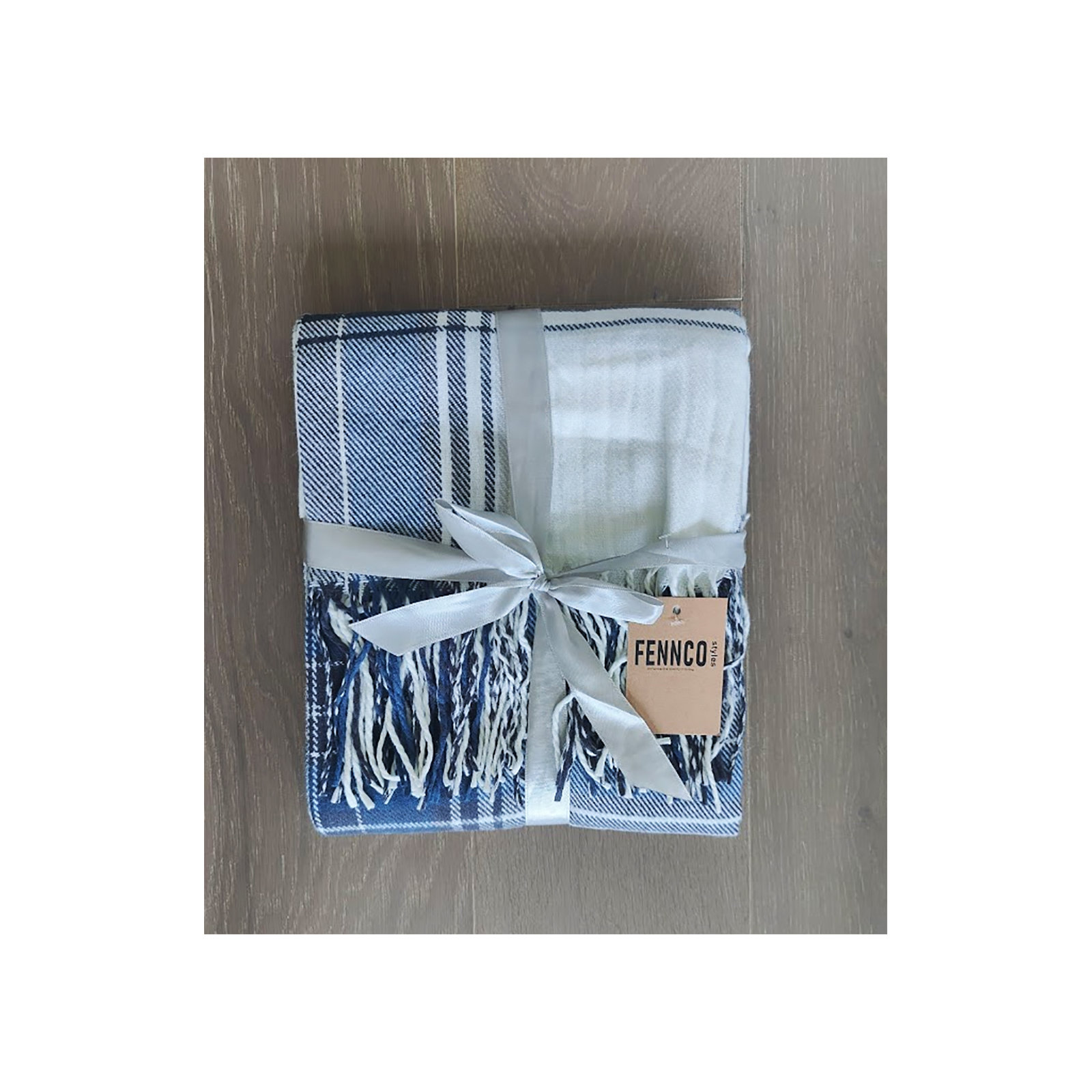 Sevan Collection Hand Woven Throw Blanket, Navy Blue