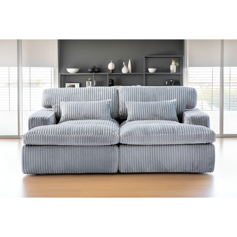 Canapé-lit double 82,68 po, canapé modulaire surdimensionné en velours côtelé avec mousse à mémoire de forme, sans assemblage requis
