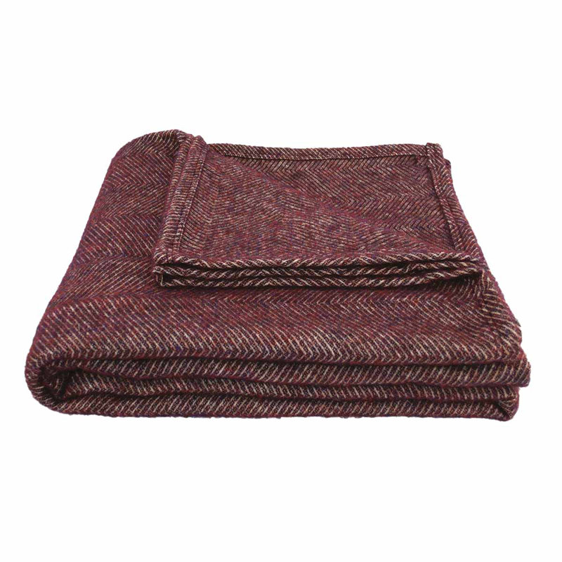Jacques Wool Blend Washable Chevron Blanket, Twin, Red