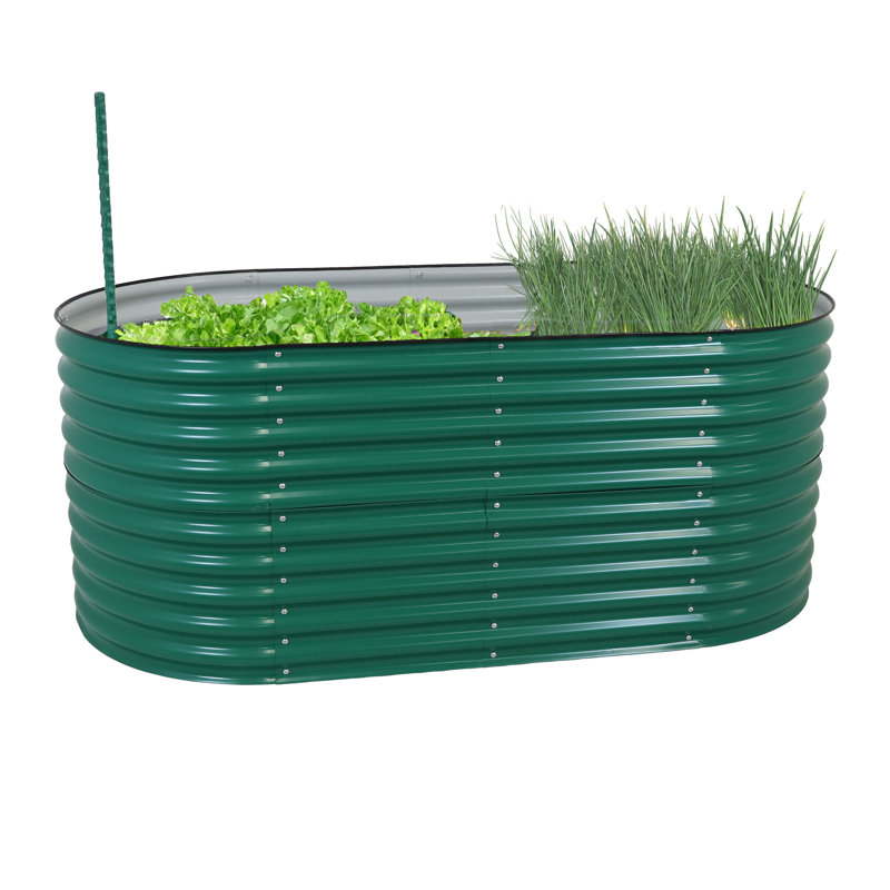 Lemark Oval Steel Stackable Raised Garden Bed - Green - 79", 32" H x 79" W x 40" D, Green