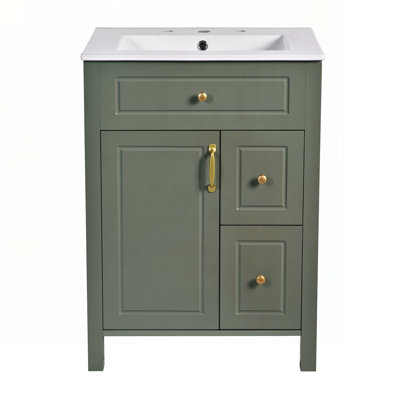 Meuble-lavabo de rangement avec lavabo en céramique