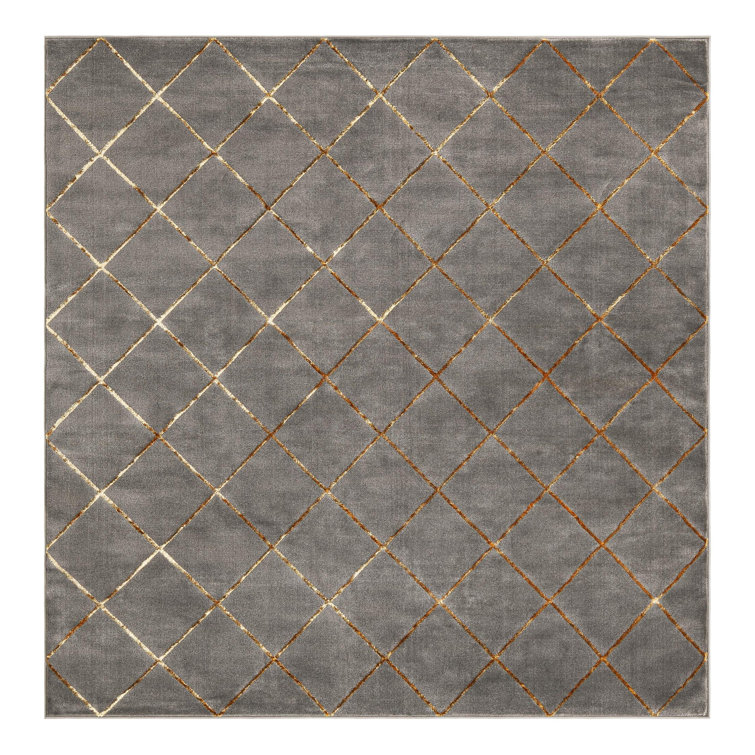 Latitude Run® Checks Novica Rug Gray and Gold