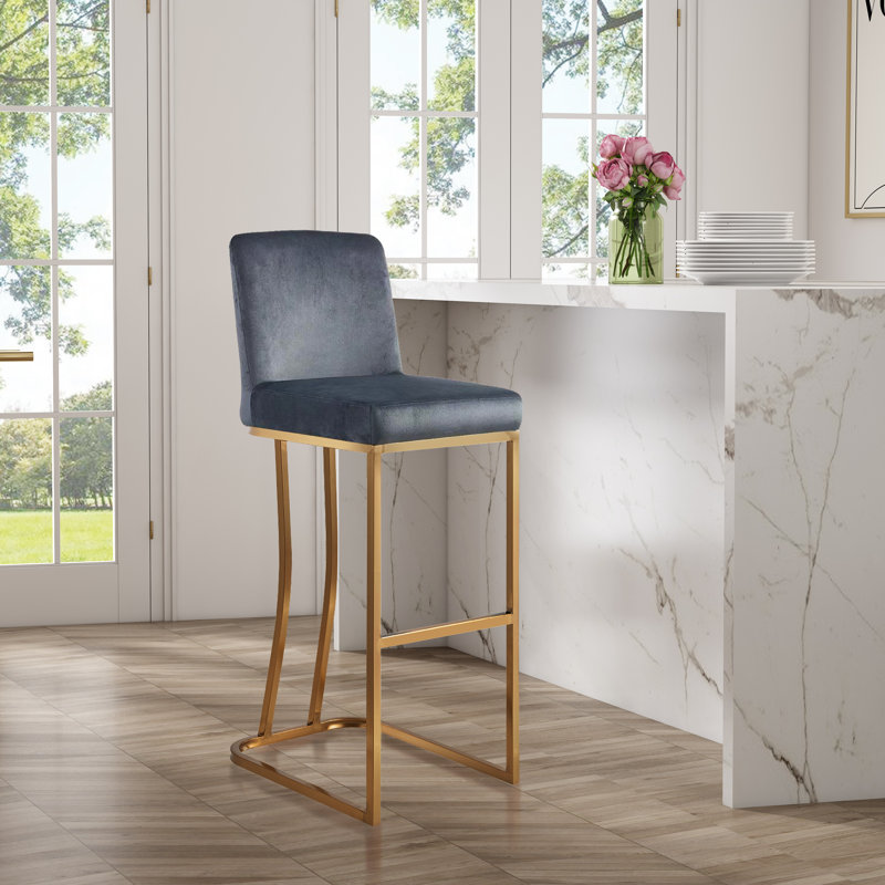 Tabouret en acier inoxydable de 30,3 po Drucker, Gris