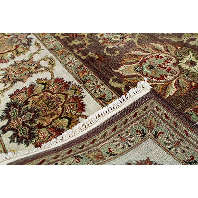 Tapis brun et ivoire de haute qualité noué à la main