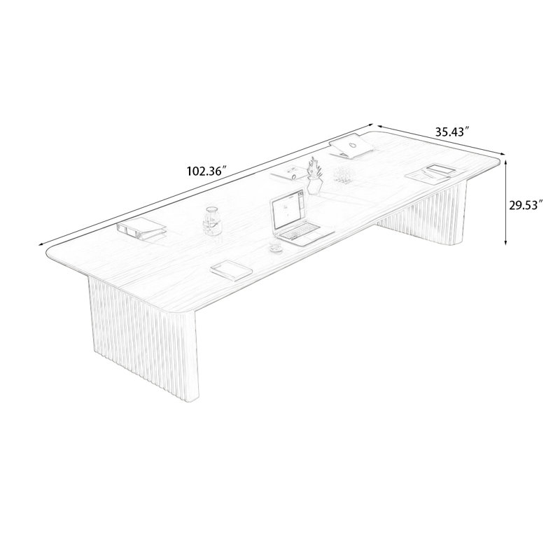 Table de conférence Burlywood, Naturel, H 29,53 po x L 102,36 po x l 35,43 po