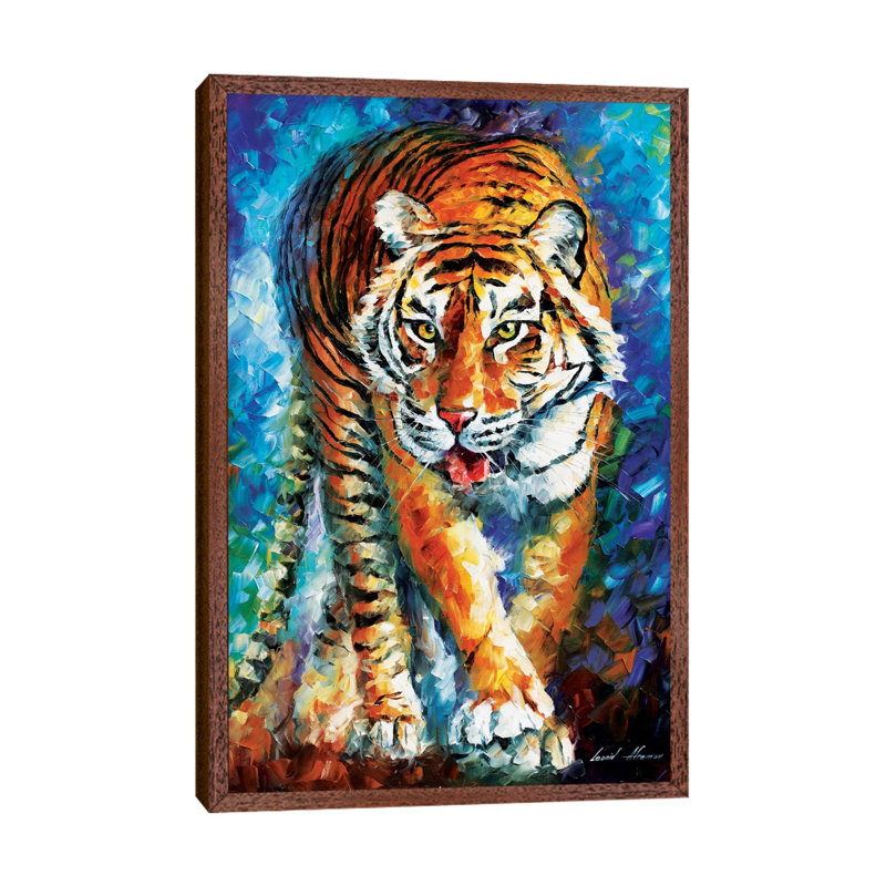 Scary Tiger by Leonid Afremov - Painting on Canvas, 101.6 cm H x 66.04 cm W, Classic Wood Framed Canvas