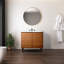 Aubert l 36 po x P 18 po x H 33 po. Meuble-lavabo de salle de bain à lattes linéaires à 2 tablettes d'épaisseur seulement (lavabo non inclus), noyer-93805370