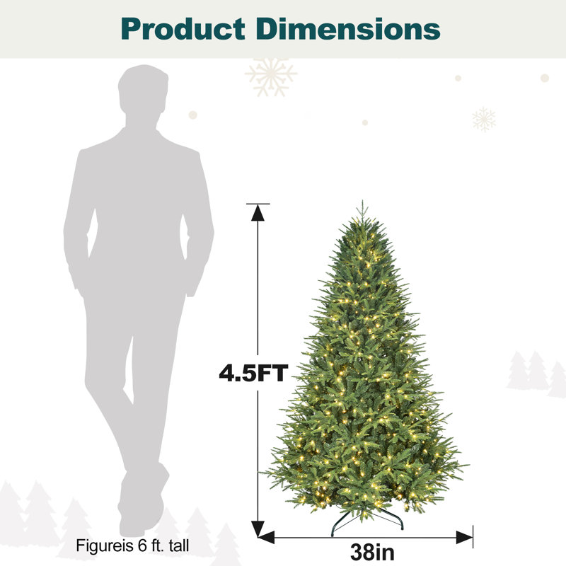 Sapin de Noël conique artificiel pré-éclairé, 4.5' H