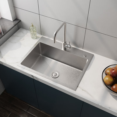 24In Stainless Steel Washing Sink W/ Faucet Hoses And Drain Head Only