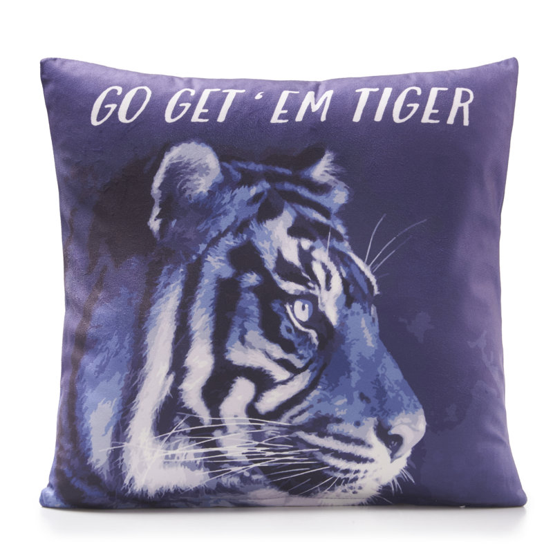 Angeleque Go Get 'Em Tiger Square Throw Pillow Cover