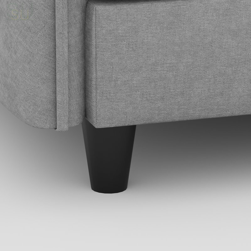 107.8'' Large Size 3 Seater L-Shaped Sofa With Movable Ottoman, Arm Pockets, And High-Density Foam For Comfortable Seating