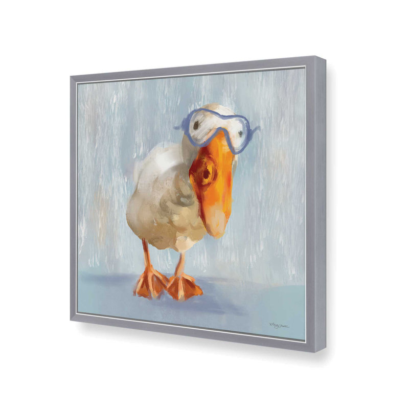 «Rainy Day Duck» par Molly Mattin, reproduction d'art, 30 W x 30 H, Silver, Framed Print