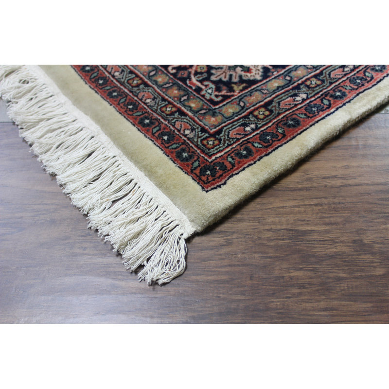 Tapis de couloir oriental en laine noué à la main de 2 pi x 11 pi noir / beige / rouge Burgos-Rivera