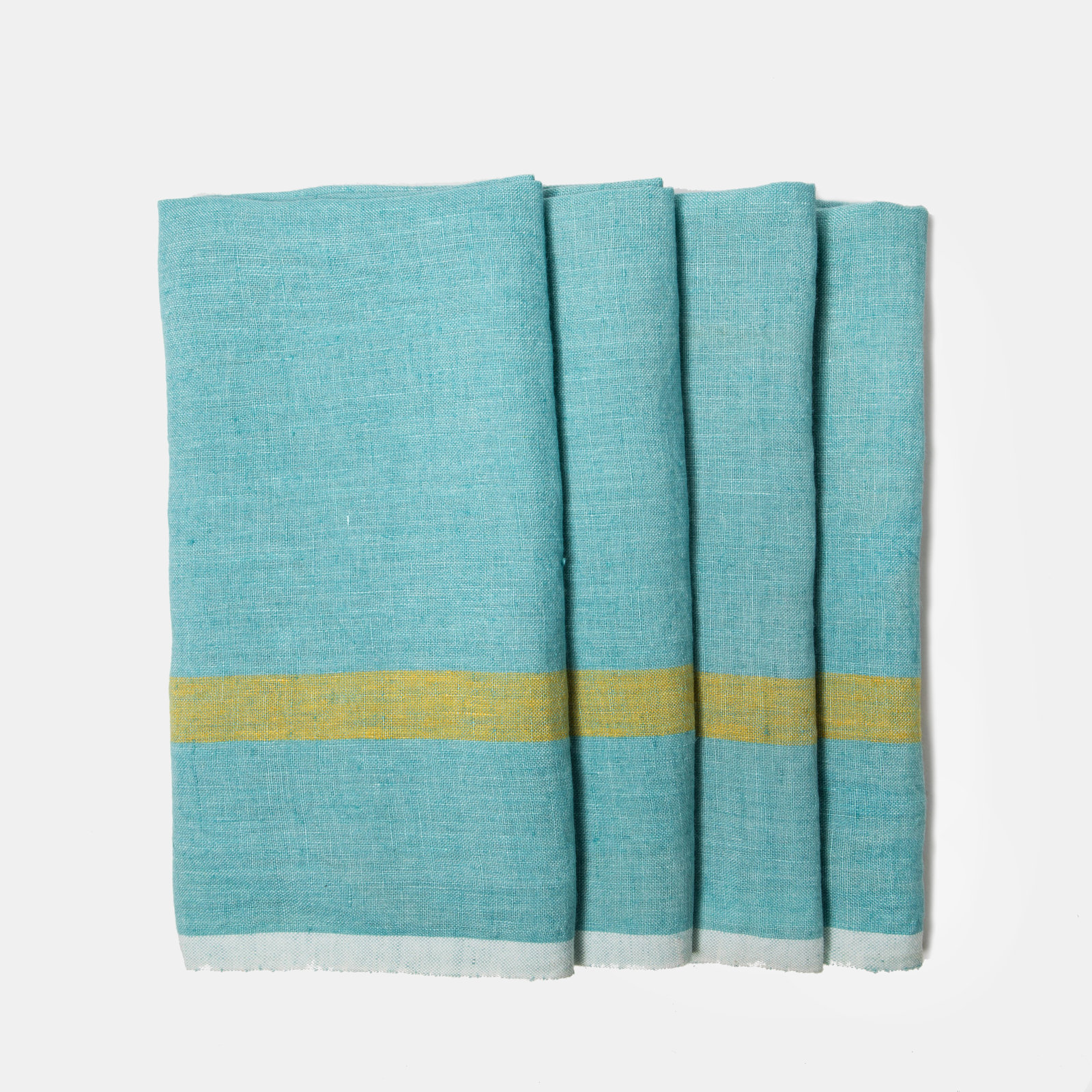 Tegan Linen Stripe 20" Napkin, Aqua/Lime