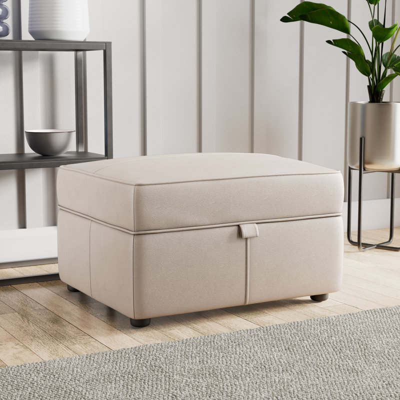 Marylin Wide Rectangle Footstool Ottoman with Storage, Cloud Grey