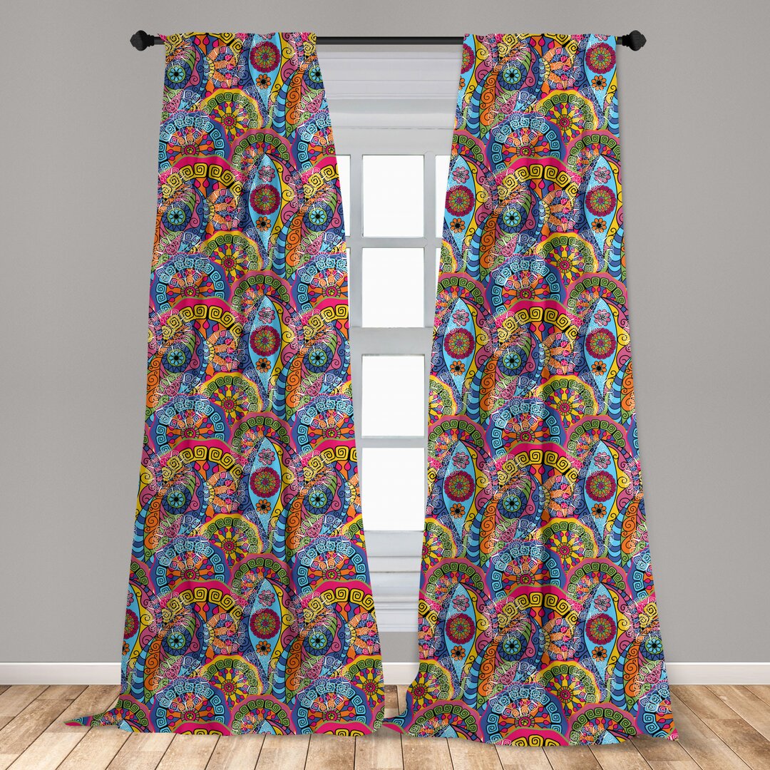 Fenstervorhänge, Leichtes Dekor, Hippie Aztec Tribal Boho, Blumen, Mehrfarbig