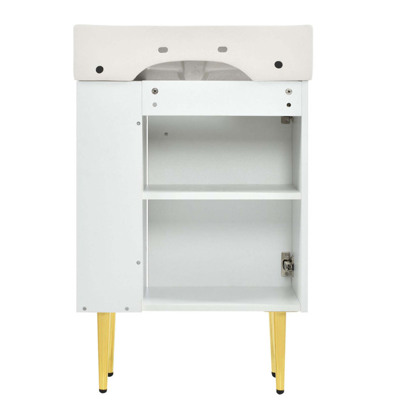 Meuble-lavabo de salle de bain avec lavabo simple en céramique