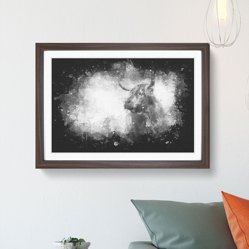 Highland Cow - Picture Frame Graphic Art Print, 24cm H x 33cm W x 2cm D, Walnut Framed